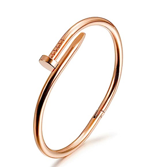 Rose Gold Nail Screw Bangle Bracelet - Picture 7 of 14